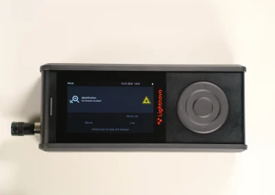 RG spectrometer screen confirming material identification